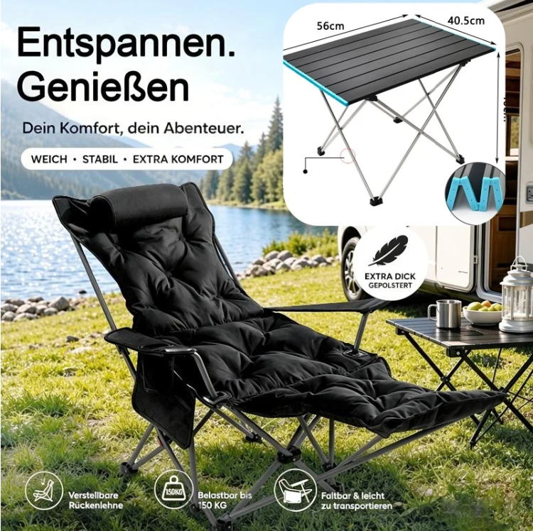 🏕️ 50 % DE RÉDUCTION MAINTENANT ! Chaise longue pliante pour extérieur en structure légère – Détente et transport 2 en 1, pour plage, camping, festival et jardin