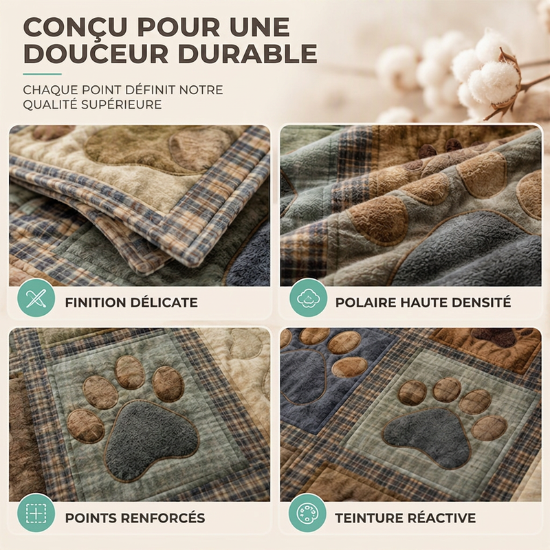 🐾 Couverture douce en flanelle avec empreintes de pattes | Chaude et douillette, mais légère 🤗 | Imprimé vif et durable ✨ | 2 couleurs et 7 tailles, de 70 × 100 à 160 × 220 cm 📏 | Parfaite pour le canapé, le lit et les voyages 🛋️