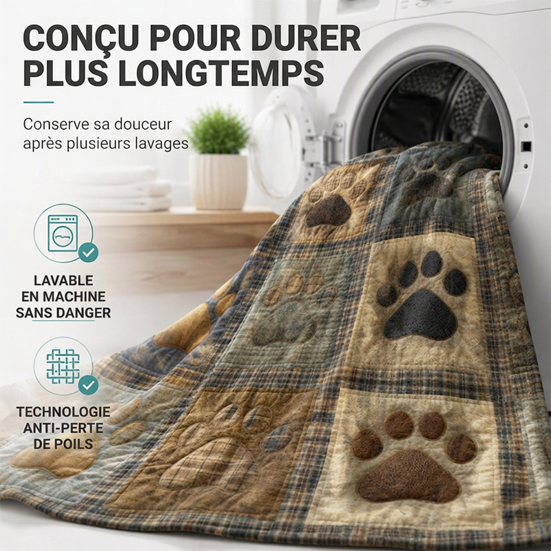 🐾 Couverture douce en flanelle avec empreintes de pattes | Chaude et douillette, mais légère 🤗 | Imprimé vif et durable ✨ | 2 couleurs et 7 tailles, de 70 × 100 à 160 × 220 cm 📏 | Parfaite pour le canapé, le lit et les voyages 🛋️
