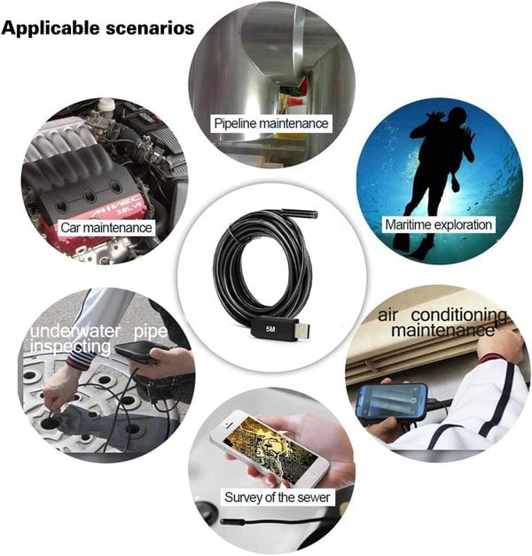🔎 Caméra endoscopique « plug-and-play » – compatible avec Android, iPhone et iPad pour une connexion directe