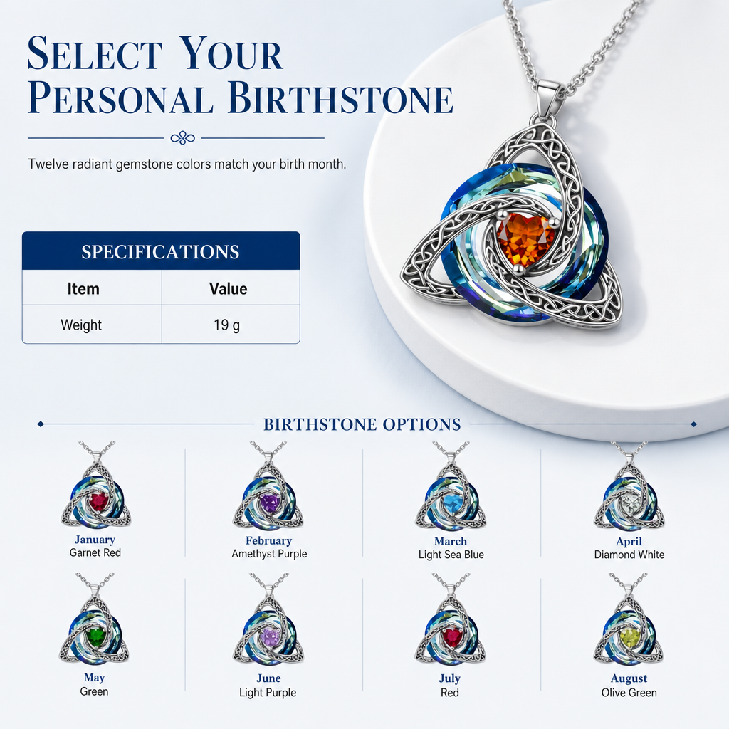 🔥PROMO -50%⏳ Collier femme pendentif nœud celtique ✨ Pierre de naissance, bijou symbolique et élégant pour tous les jours 💫