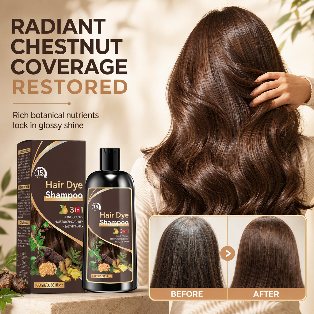 ⚡ Shampooing colorant végétal 3 en 1 – colore, nourrit et nettoie – doux et facile à utiliser 🌿