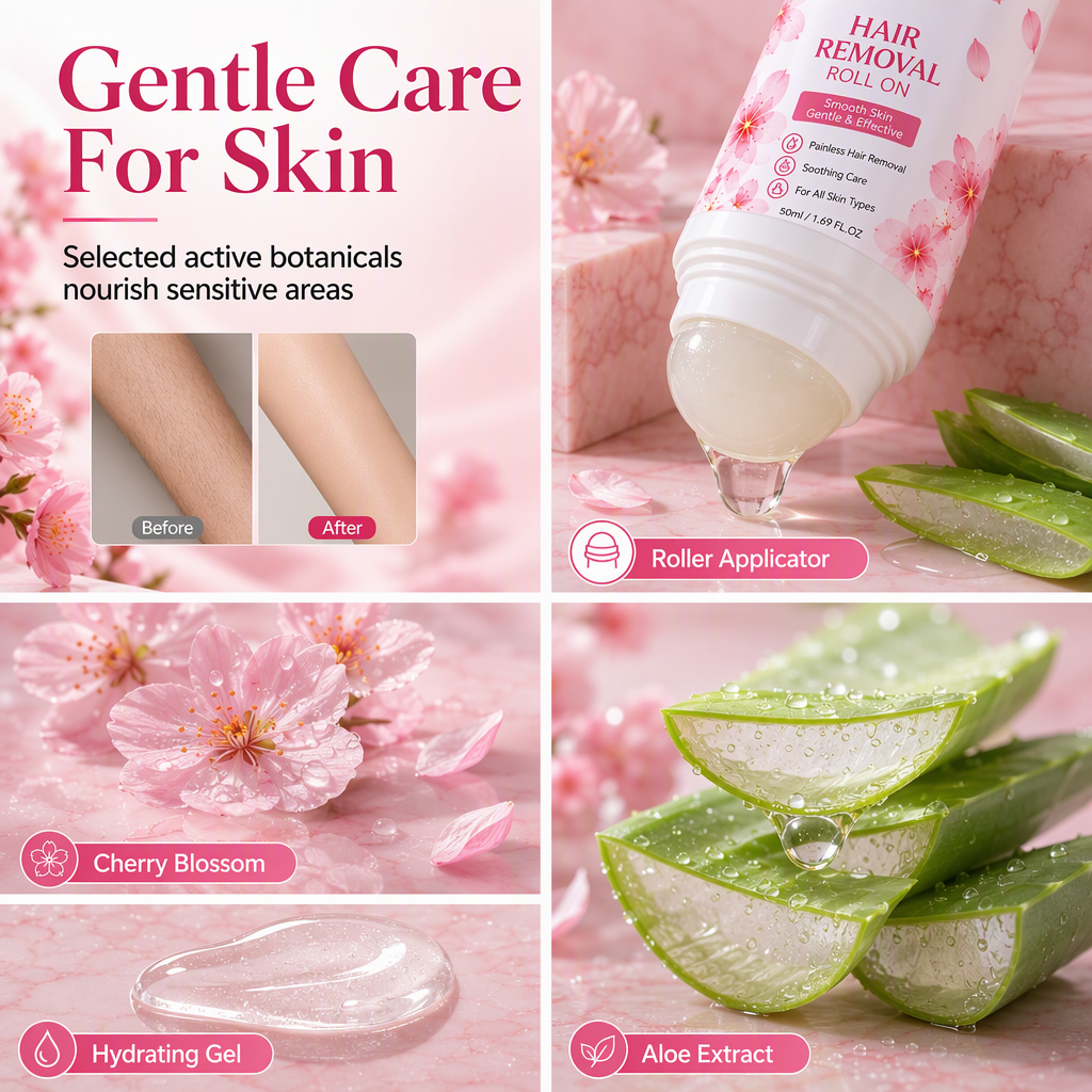 🍒✨ 50 % DE RÉDUCTION ! Épilateur roll-on doux pour le corps – parfum apaisant de fleur de cerisier, bille de précision, doux pour les peaux sensibles. Une peau lisse et sans douleur ! 🛡️💚