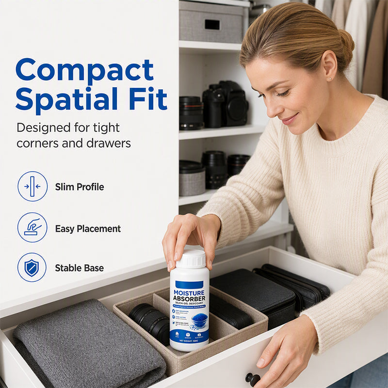 💧🛡️ 50 % DE RÉDUCTION ! Perles absorbantes à base de silice – absorption rapide de l'humidité, inodores et sans danger. Flacon compact de 100 g pour les placards, les appareils électroniques et les espaces de rangement ! 🏠✅