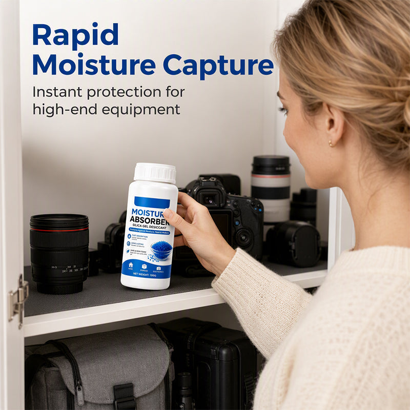 💧🛡️ 50 % DE RÉDUCTION ! Perles absorbantes à base de silice – absorption rapide de l'humidité, inodores et sans danger. Flacon compact de 100 g pour les placards, les appareils électroniques et les espaces de rangement ! 🏠✅