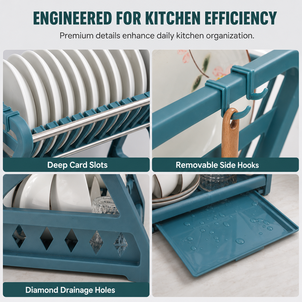 🍽️ ⚡ Égouttoir à vaisselle en acier à plusieurs niveaux – Rangement vertical, bac d'égouttage, installation sans outils ✨