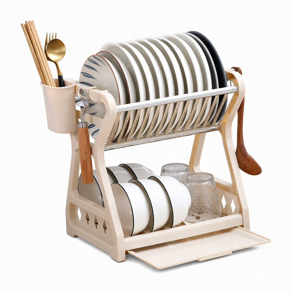 🍽️ ⚡ Égouttoir à vaisselle en acier à plusieurs niveaux – Rangement vertical, bac d'égouttage, installation sans outils ✨