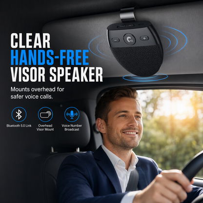 🚗 PROMO -60% ✨ Kit Mains-Libres Bluetooth SP11 pour Pare-Soleil — Appels & Audio 📞