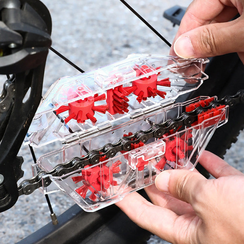 Outil de nettoyage pour chaîne de vélo à boîtier transparent