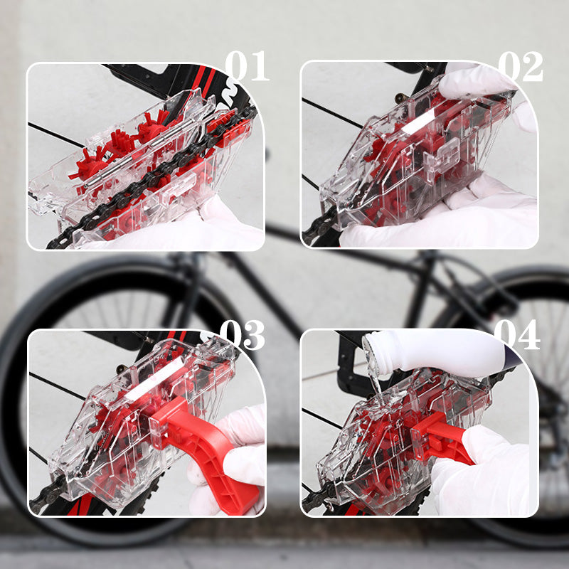 Outil de nettoyage pour chaîne de vélo à boîtier transparent