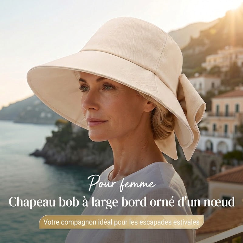 Chapeau de Soleil Femme à Larges Bords avec Nœud